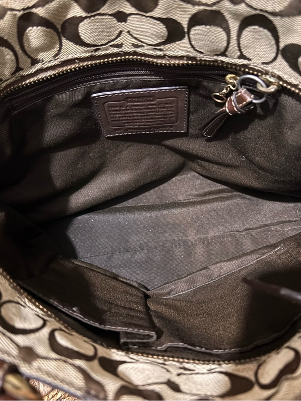 Coach Brown and Gold Signature Canvas Tote with Grommet Trim - Picture 7 of 7